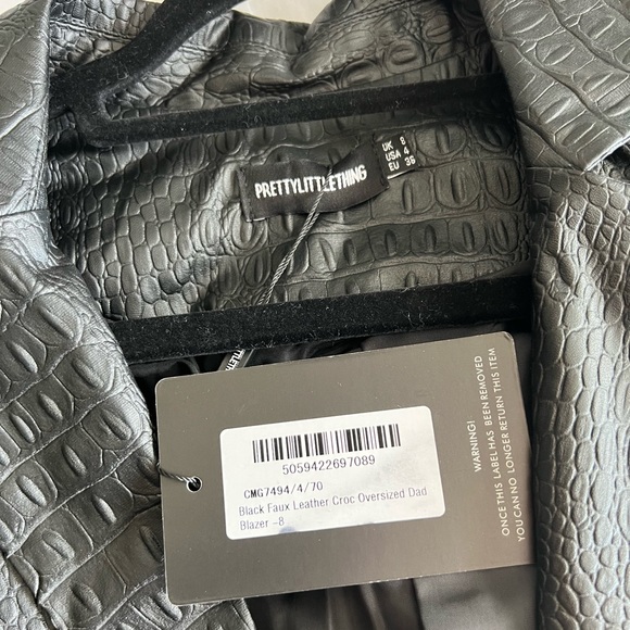 PLT Black Faux Leather Croc Oversized Dad Blazer - Picture 3 of 3